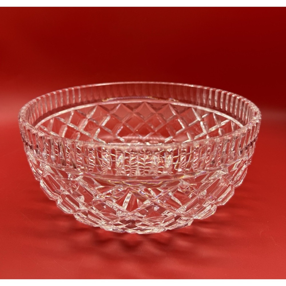Vintage Waterford Killeen Diamond Pattern 8" Crystal Bowl w/Signature